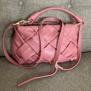 Valentina Fiore Dusty Pink Handmade Woven Italian Leather Crossbody Bag